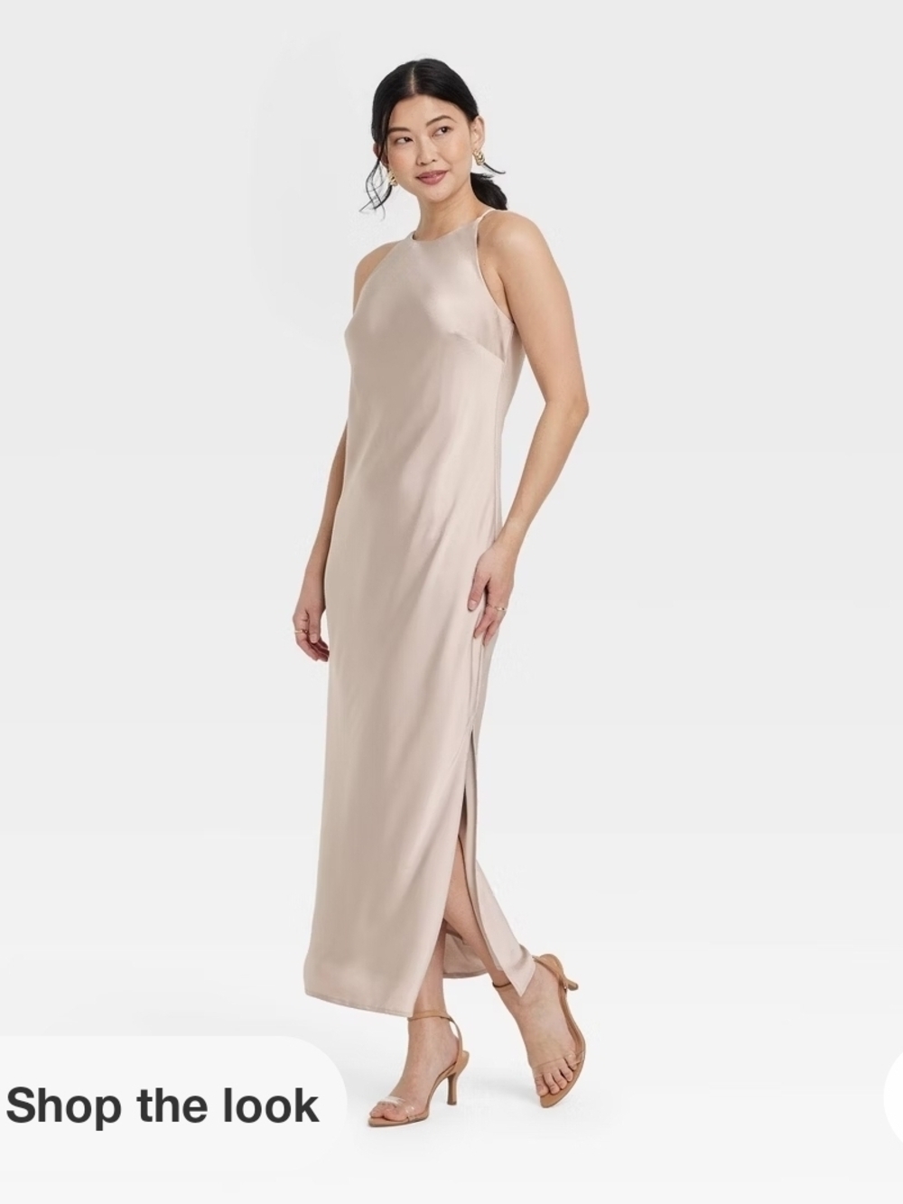 Sleek Halter Maxi Dress in Cream